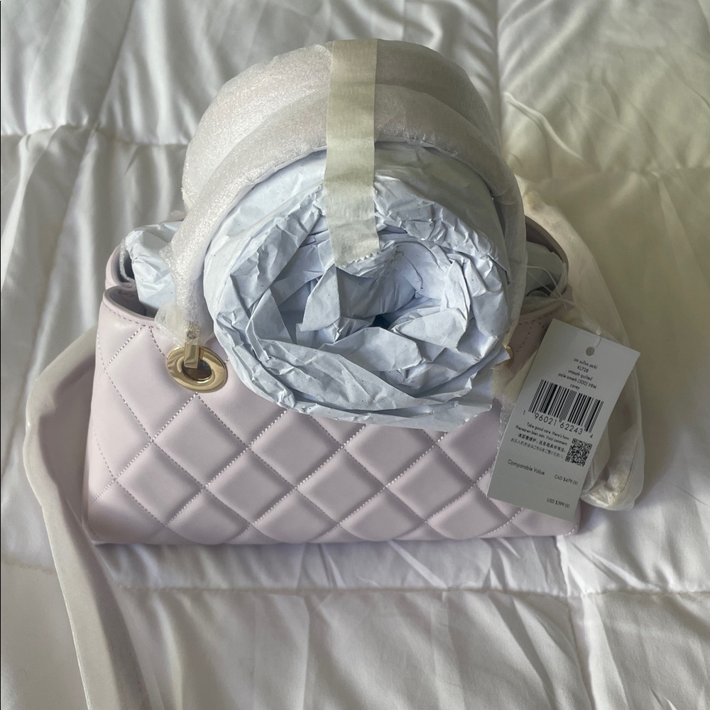 Kate Spade Carey Quilted Leather Satchel Purse Pale Amethyst - Picture 6 of 8